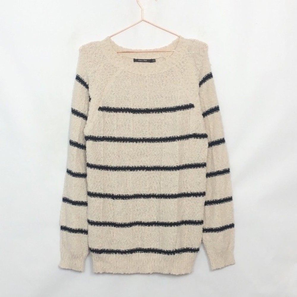 Doe & Rae striped sweater cream and black like new large 22E